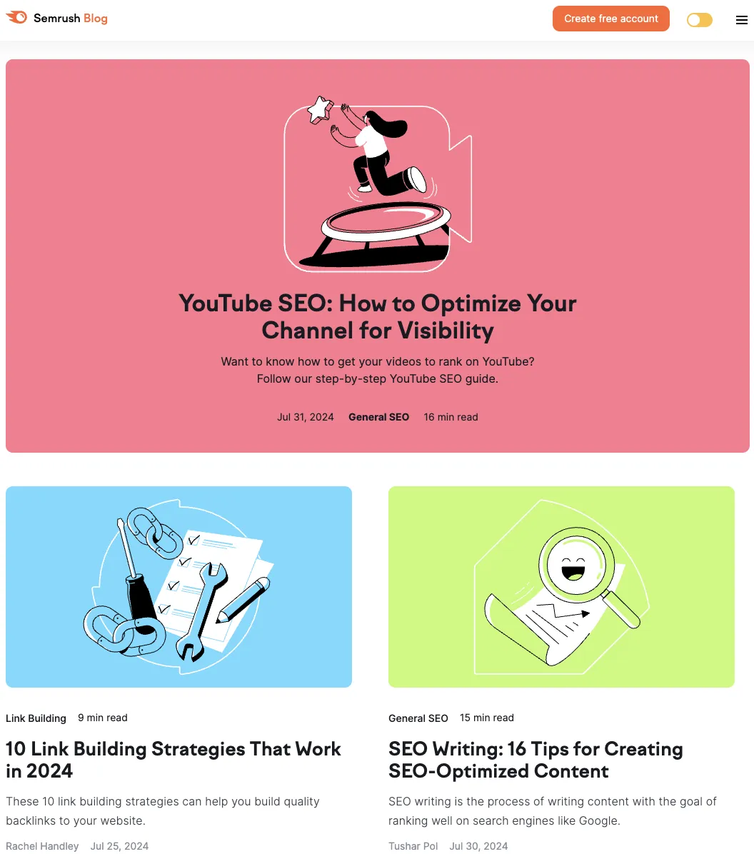 semrush widely known link building education resource